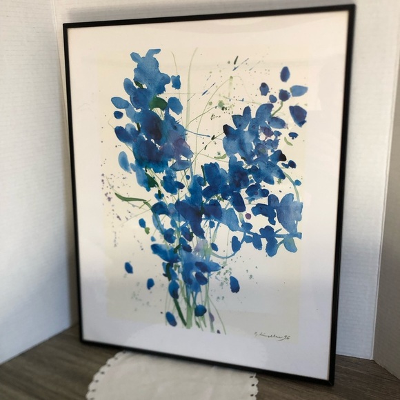 Vtg IKEA Floral Art Print Framed - Picture 1 of 8
